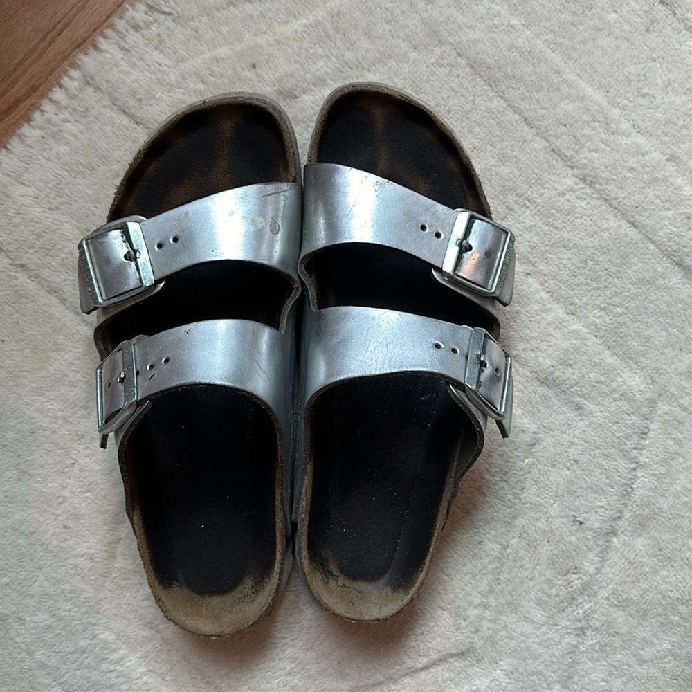 Silver Birkenstocks size 9 or 40